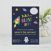 ロケット船宇宙をテーマにした誕生日パーティー 招待状 (スタンド正面)