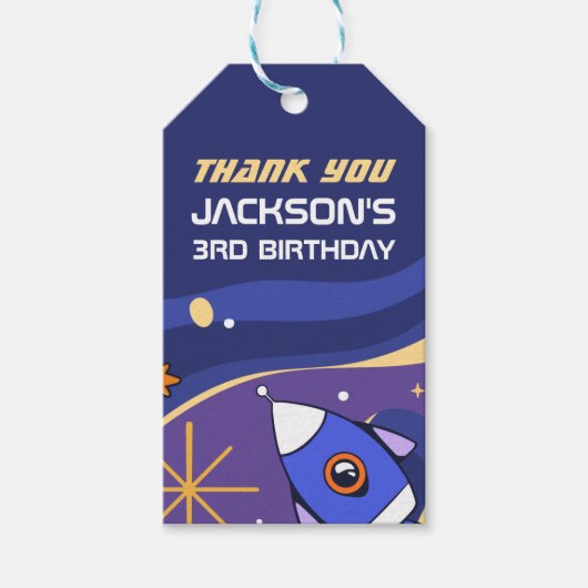 ロケット船宇宙子供の誕生日党の好意 ギフトタグ (正面)