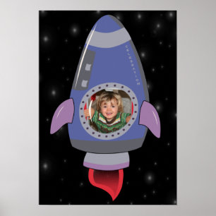ロケット船宇宙誕生日装飾ポスター ポスター