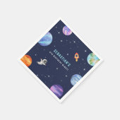 ロケット船宇宙飛行士バースデーパーティー水の色 スタンダードカクテルナプキン (角)