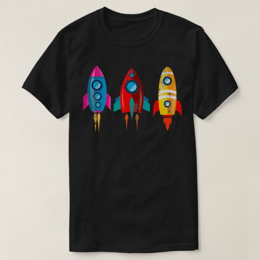 ロケット船宇宙飛行士 Tシャツ (デザイン正面)
