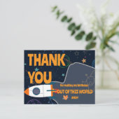 ロケット船惑星テーマ宇宙誕生日ありがとう ポストカード (スタンド正面)