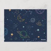 ロケット船惑星テーマ宇宙誕生日ありがとう ポストカード (裏面)