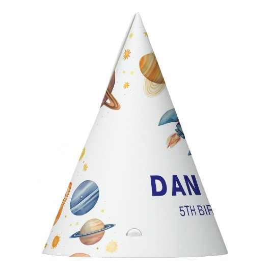 ロケット船惑星宇宙をテーマにしたカスタム誕生日 パーティーハット (左)