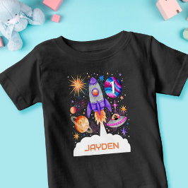 ロケット船惑星UFOと宇宙飛行士宇宙少年 ベビーTシャツ