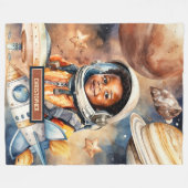 ロケット船毛布ブラックスキンボーイズ誕生日ギフト フリースブランケット (正面(横))