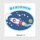 ロケット船漫画イラストレーションの可愛い少年 シール (シート)