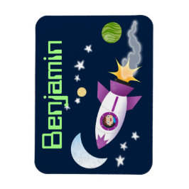 ロケット船漫画イラストレーションの可愛い少年 マグネット