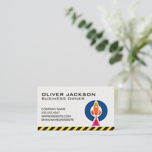 ロケット船発射ロゴ 名刺 (スタンド正面)