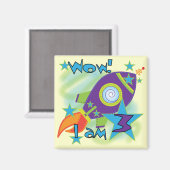 ロケット船第3回誕生日Tシャツとギフト マグネット (正面/裏面)