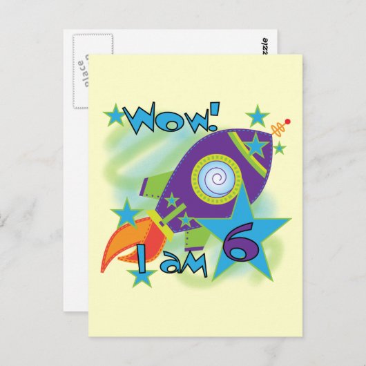 ロケット船第6誕生日Tシャツ&ギフト ポストカード (正面/裏面)