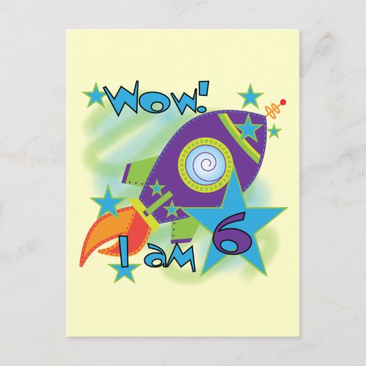ロケット船第6誕生日Tシャツ&ギフト ポストカード (正面)