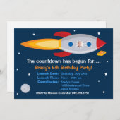 ロケット船誕生日パーティーの招待 招待状 (正面/裏面)