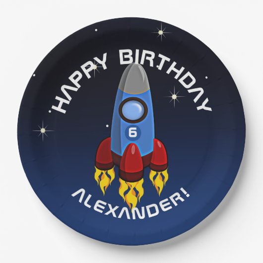 ロケット船誕生日パーティーを爆破 ペーパープレート (正面)