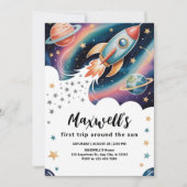 ロケット船誕生日 招待状 (正面)