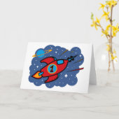 ロケット船1歳の誕生日 カード (黄色い花)