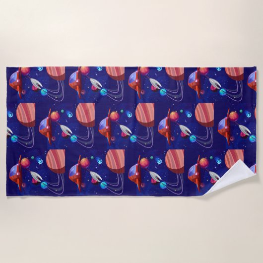 ロケット船 ビーチタオル (正面)