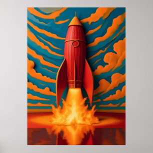ロケット船:1950年代風 ポスター