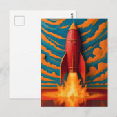 ロケット船：1950年代風 ポストカード (正面/裏面)