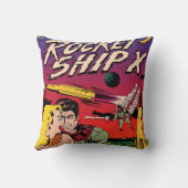 ロケット船XヴィンテージSF漫画ブックカバー クッション (裏面)
