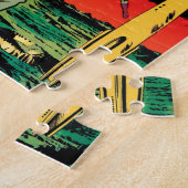 ロケット船XヴィンテージSF漫画ブックカバー ジグソーパズル (側面)