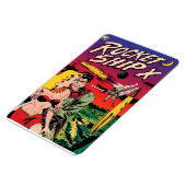 ロケット船XヴィンテージSF漫画ブックカバー マグネット (左側)