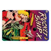 ロケット船XヴィンテージSF漫画ブックカバー マグネット (横)