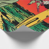 ロケット船XヴィンテージSF漫画ブックカバー ラッピングペーパー (角)