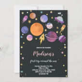 ロケット艦&惑星誕生日招待状 招待状 (正面)