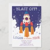 ロケット誕生日招待状 招待状 (正面)
