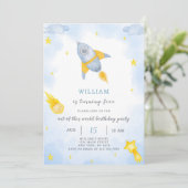 ロケット誕生日招待状 招待状 (スタンド正面)