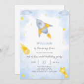 ロケット誕生日招待状 招待状 (正面/裏面)