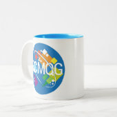 ロケット都市モダンなキルトギルドのロゴのマグ ツートーンマグカップ (正面左)