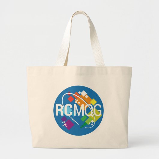 ロケット都市モダンなキルトギルドのロゴ ラージトートバッグ (正面)