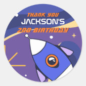 ロケット銀河系宇宙子供の誕生日パーティー ラウンドシール (正面)