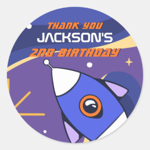 ロケット銀河系宇宙子供の誕生日パーティー ラウンドシール