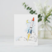 ロケット離陸のイラストレーション ポストカード (スタンド正面)