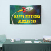 ロケット飛んでいる宇宙船銀河系子供の誕生日パーティー 横断幕 (トレードショー)