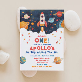 ロケット1stトリップザのまわりにサン誕生日招待状 招待状