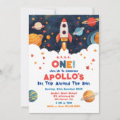 ロケット1stトリップザのまわりにサン誕生日招待状 招待状 (正面)