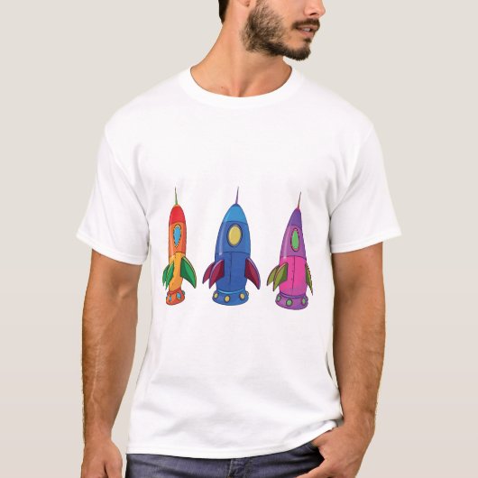 ロケット3つのメンズTシャツ Tシャツ (正面)