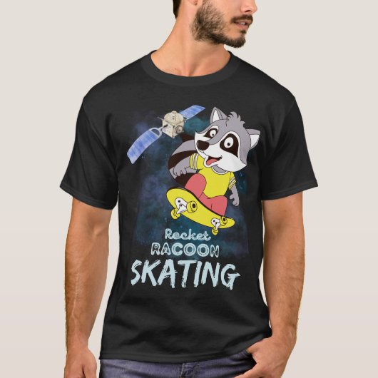 ロケット・アライグマ・スケート かわいい宇宙ゲーマーTシャツ Tシャツ (正面)