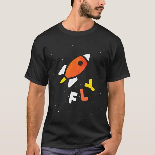 ロケット – オレンジ&イエローポップ・アートの抽象芸術アート! Tシャツ (正面)