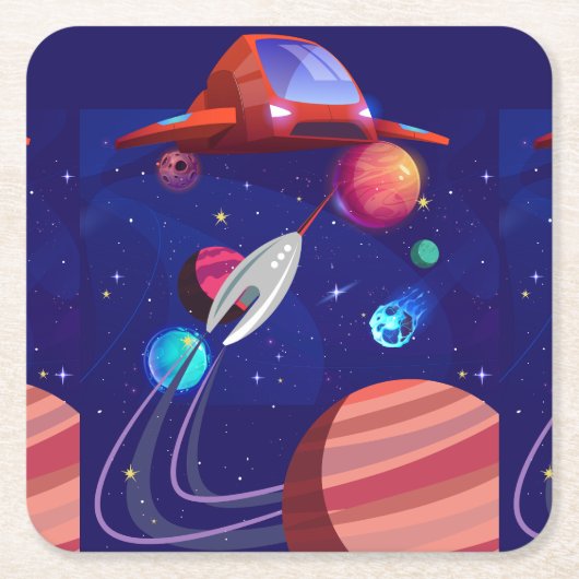 ロケット スクエアペーパーコースター (正面)