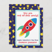 ロケット&スターパーソナライズされたズバレンタインデー ポストカード (正面/裏面)
