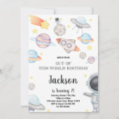 ロケット&プラネット銀河系テーマ 子供へ 招待状 (正面)