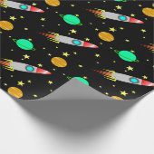 ロケット、小惑星、宇宙の惑星 ラッピングペーパー (角)
