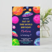 ロケット、惑星&星パーティーテーマ 招待状 (スタンド正面)