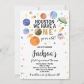 ロケット、惑星&星銀河系テーマ 招待状 (正面)