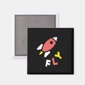 ロケット - 赤と黄色の抽象的なポップアート。飛べ！ マグネット (正面/裏面)